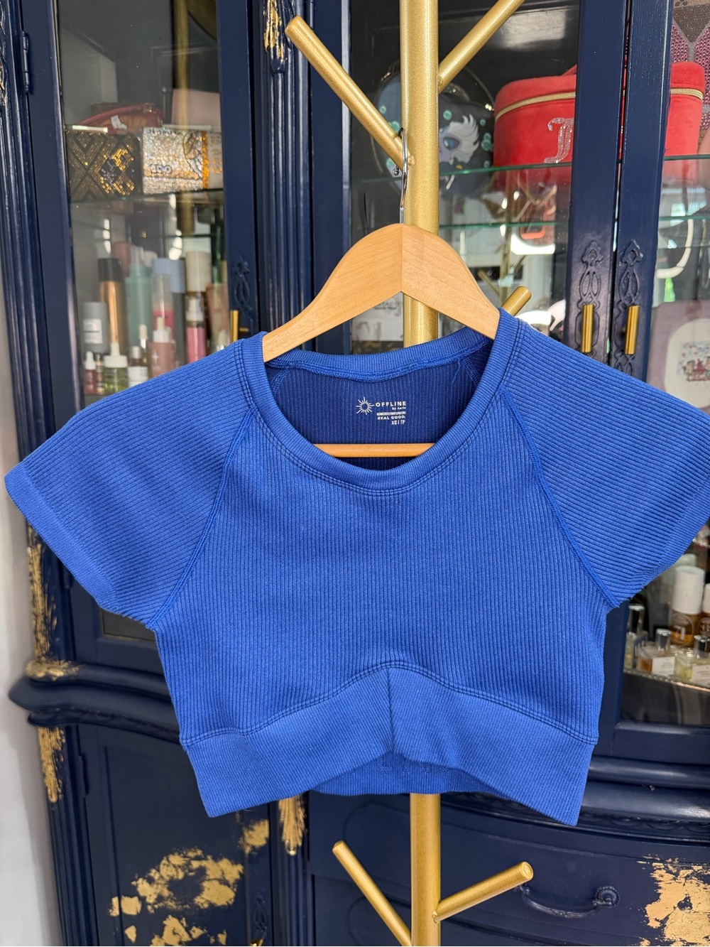 OFFLINE by Aerie Royal Blue Ribbed Crop Top - Size XS